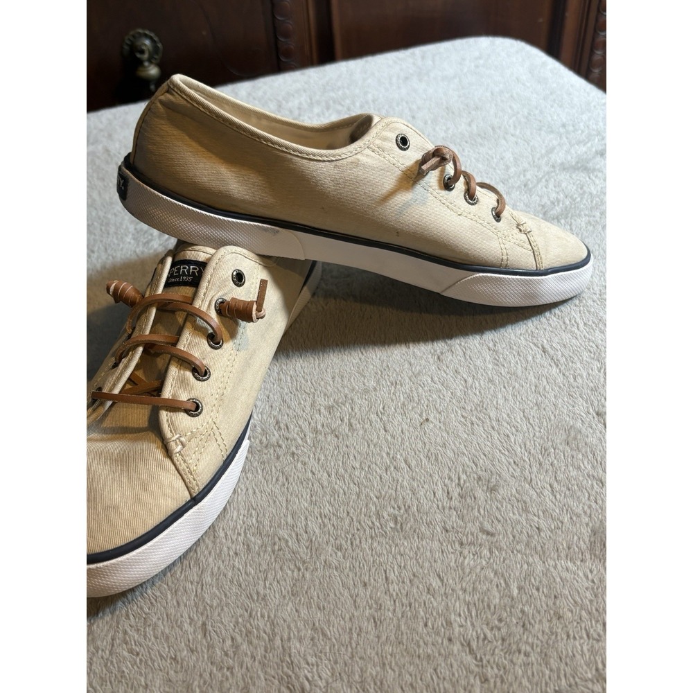 Sperry Crest Vibe Women Oatmeal Beige Canvas Slip On Sneakers STS81137 - Picture 5 of 11